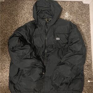 Obey Black Hooded Puffer Jacket